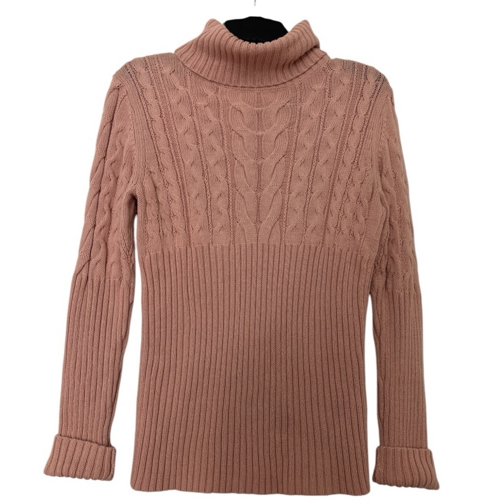 AXCESS sweater, dusty pink size medium, all cotton, turtleneck, cable knit